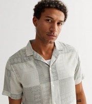 New Look Light Grey Checkerboard Revere Collar Shirt